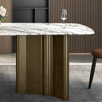 Table à manger rectangulaire moderne en marbre de 2000 mm pour 8 personnes en noir et blanc