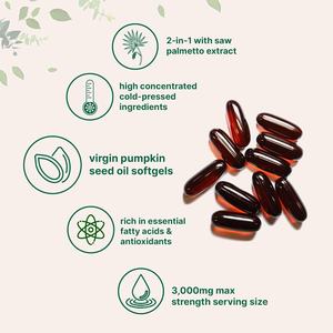 OEM 3000mg Saw Palmetto huile de graines de citrouille Gélules Dosage adulte Suppléments à base de plantes pour la croissance des cheveux 2 capsules par jour - Product Image 3