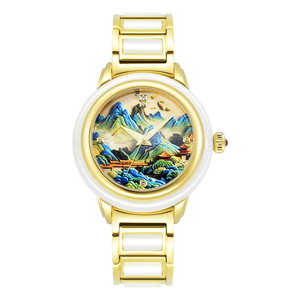 นาฬิกาคู่รักหยกหรูหรา ระบบออโตเมติก กันน้ำ 50 เมตร หน้าปัดลายภูมิทัศน์ 3 มิติ นาฬิกาข้อมือแฟชั่นสำหรับคู่รัก - Product Image 4