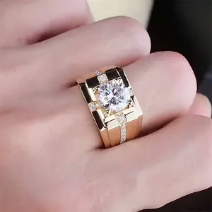 De acero inoxidable de los hombres anillo de diamantes de Micro Pave Cubic Zirconia ancho anillo de dedo para boda regalo de San Valentín