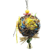 Bolas de hierba tejidas naturales, juguetes para pájaros, juguetes duraderos para viajes al aire libre, juguetes para masticar para loros, hámsteres, conejos