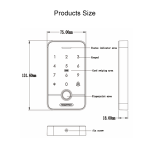 तुया स्मार्ट स्टैंडअलोन वाटरप्रूफ एक्सेस कंट्रोल लॉक ऐप फिंगरप्रिंट रैफिड टच कीपैड अनलॉक - Product Image 5