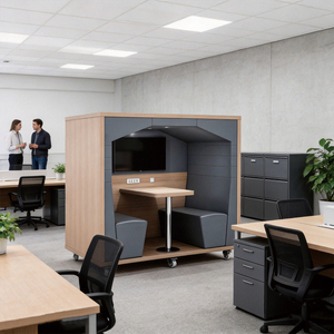 Cabine de bureau mobile insonorisée, cabine téléphonique insonorisée avec télévision et sièges pour le télétravail - Product Image 6