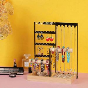 Multifunctional Detachable Wooden Bottom Jewelry Rack Earrings <b>Necklaces</b> <b>Rings</b> Bracelets Watches Women's Accessory Storage Brand - Product Image 3