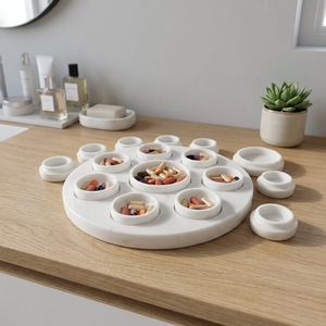 Boîte et porte-pilules ovales en marbre – Décoration de luxe personnalisée pour la maison, rangement multifonctionnel pour 7 jours de la semaine, style italien avec couvercle - Product Image 6