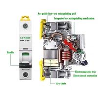 Disjoncteur miniature Acti9 IC60N 1P 2P 3P 4P 6~63A Cuivre PA66 Li 4.5kA Contrôle d'éclairage Montage sur rail Certifié CE MCB