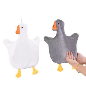Goose-Shaped Hanging <b>Hand</b> <b>Towel</b> Kids' Cute Cartoon Coral Velvet Absorbent Thickened Bath Cloth <b>for</b> Kitchen and <b>Bathroom</b> - Product Image 5