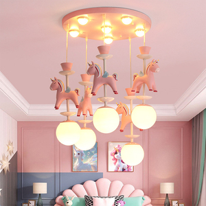 Rose et Bleu Trojan LED Plafonnier 1 Tête 3 Têtes 5 Têtes E14 Trois Couleurs Dimmable Suspension Chambre D'enfant Lustre - Product Image 1
