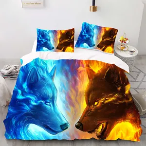 Animal pattern 3D Star Wolf Animal Bedding Suitable For Teenagers Duvet Cover Set