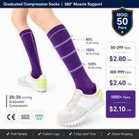 Chaussettes de compression montantes jusqu'au genou 20-30 mmHg, bas de contention graduée pour le sport, la course, le cyclisme, la randonnée, vente en gros OEM