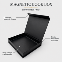 Boîte cadeau personnalisée en forme de livre noir avec fermeture magnétique, en papier couché recyclable, pour kit de soins cosmétiques, avec insert en mousse