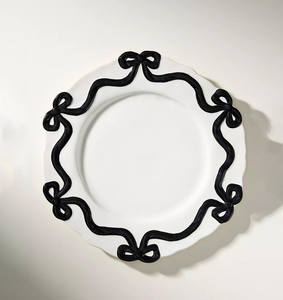 Platos de cerámica redondos con diseño único de lazo y volantes, artículos de decoración para el hogar, regalo, vajilla, plato base para bodas, platos para restaurante - Product Image 2