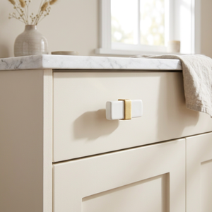 AK Brass Resin Metal Cabinet <b>Knob</b> <b>White</b> & Gold Finish Decorative Drawer Shelf Furniture Handle Best Price Hardware Luxury - Product Image 3