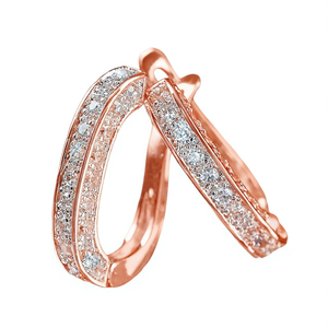 Pendientes de Diamantes en Oro Rosa, Corte Brillante Redondo, Color G, Naturales, para Mujer, de Lujo, para Uso Diario, Chapados en Oro Rosa de 14K - Product Image 1