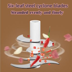 เครื่องเตรียมอาหารขนาดเล็กแบบไร้สาย 6 ใบมีด ใช้พลังงานจาก USB และแบตเตอรี่ พร้อมตัวเครื่องพลาสติก สำหรับใช้ในครัวเรือน ขายส่ง - Product Image 2