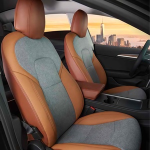 ลดราคาจากโรงงาน PopAutoStudio ชุดหุ้มเบาะรถยนต์หนัง+กำมะหยี่แบบเต็มชุด 360 องศา สำหรับ <span class=keywords><strong>Tesla</strong></span> <span class=keywords><strong>Model</strong></span> <span class=keywords><strong>3</strong></span> รุ่นนุ่มพิเศษ ใช้ได้ทุกฤดู - Product Image 2