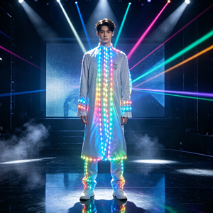 Nuevo Traje de Escenario Masculino Estilo Chino con LED, Túnica Larga para Cantante, Festival EDM, <span class=keywords><strong>Concierto</strong></span>, Club Nocturno, Actuación de Baile - Product Image 1