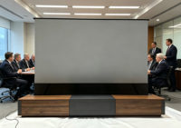 Ensemble de meuble TV d'angle Premium 92-150 pouces avec écran motorisé UST ALR à levage au sol, combo 4K 16:9 pour Home Cinéma, garantie 1 an