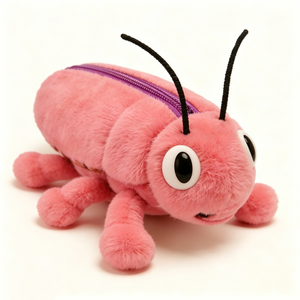 Estuche de lápices de peluche de insecto rosa personalizado, linda bolsa de lápices de peluche con forma de insecto, estuche de lápices de peluche de hormiga rosa - Product Image 2