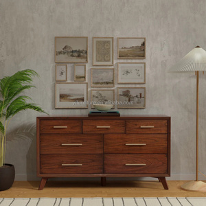 High Quality 7 <strong>Drawer</strong> Wood Dresser in <strong>Walnut</strong> Brown Wooden Chest of <strong>Drawers</strong> - Product Image 1
