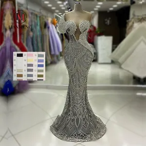 LIANMENG A528 Women's Sequins Elastic Bodycon Tail Party Prom Wedding Luxurious Crystal Birthday Evening Gown Dress