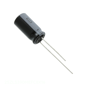 Condensador de Canal de Fabricante, Aluminio, 390uF, 20%, 25V, Radial, de Orificio Pasante, 25ZLS390MEFC8X16 - Product Image 1