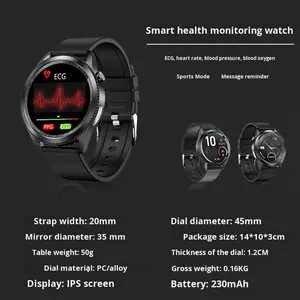 Gesundheit Smart Watch Blutdruck Elektro kardiogramm Armband TFT Silikon IOS Kompatibel IP68 Wasserdichter drahtloser Kunststoff - Product Image 4