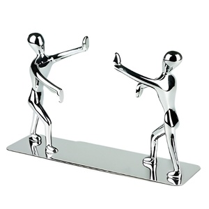 Sujetalibros de metal con acabado plateado, diseño de jugador de tenis, soporte decorativo para libros, organizador de estantería moderno para el hogar, oficina, biblioteca, escritorio - Product Image 1