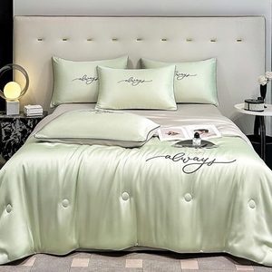 Couette d'été fraîche pour hôtel Couette <span class=keywords><strong>de</strong></span> luxe glacée soyeuse Couvre-<span class=keywords><strong>lit</strong></span> <span class=keywords><strong>de</strong></span> couleur unie Couette d'été duplex lavée Couverture <span class=keywords><strong>de</strong></span> refroidissement - Product Image 3