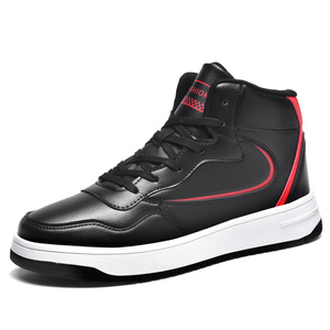 Logotipo de la marca Personalizado Mujeres High Top Leather Flat Skateboarding Sneakers Hombres Tallas grandes 13 14 47 48 Blank Winter Plush Casual Shoes - Product Image 2