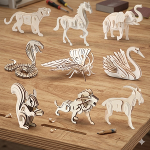 Ensemble de puzzles en bois 3D sur le thème des animaux du zodiaque, jouet éducatif pour enfants, modèle de bricolage, stimule l'imagination, la construction manuelle et la créativité - Product Image 6