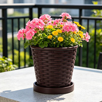 Pot de fleurs en plastique PP durable, design traditionnel, avec trou de drainage, capacité de 2,76 L, pour plantes d'intérieur/extérieur, jardinières d'extérieur