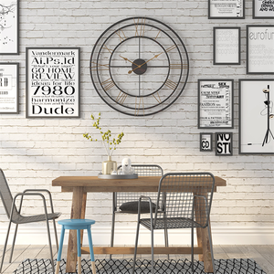 Anillo de Metal clásico, antiguo, Industrial, esqueleto de hierro, números <span class=keywords><strong>romanos</strong></span>, decoración del hogar, reloj de pared negro - Product Image 2