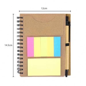 Promotion Kraft Cover Coil Note Book Custom logo Mini Notebook Memo Sticky Paper Notepad with Pen School Supplies - Product Image 5