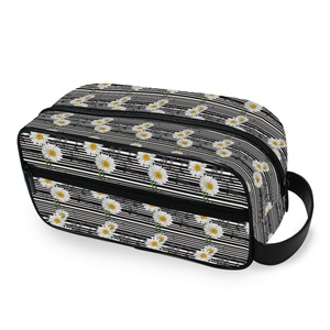 Cute Flowers Customs logo Design Fashion Double Zipper <b>Toiletry</b> Wash Travel <b>Bag</b> Large Capacity Portable <b>Bag</b> - Product Image 1