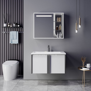 Contemporary Water Proof Wall Mounted Plywood Bathroom Vanities Wash Basin Bathroom <strong>Cabinet</strong> With Mirror - Product Image 2