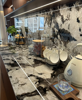 PerfectStone Quartzite Patagonia Blanc Naturel avec Veines Noires et Dorées pour Plans de Travail de Cuisine, Meubles de Salle de Bain et Projets de Villas