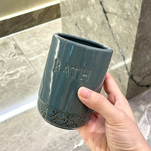 Ensemble de vanité en céramique gris <span class=keywords><strong>ardoise</strong></span> haute brillance 4 pièces avec pompe chromée pour maison contemporaine et espace de lavage d'hôtel - Product Image 3