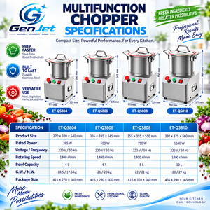 Hachoir à viande et légumes électrique GenJet en acier inoxydable 4L-10L 1400 tr/min pour restaurants et cuisines de traiteur - Product Image 5