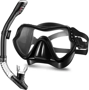 Snorkel masker wajah Scuba perlengkapan Selam, masker selam silikon profesional Set Masker selam Anti kabut