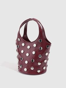 Nouveau Sac à Main Tendance en PU Effet Écaille de Tortue avec Rivets, Style Seau Cool pour Moto, Anti-Vol, Fermeture Éclair Métallique pour Femme - Product Image 2