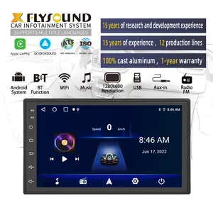 Flysonic Universal ODM/OEM black mirror dvd 2din 7inch Multimedia Player with Android System car radio