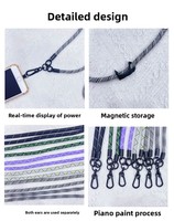 Cordon de téléphone tressé en nylon de 8 mm d'épaisseur avec clip, sangle anti-perte pour le cou et le poignet, pour appareil photo, iPhone, voyage, extérieur