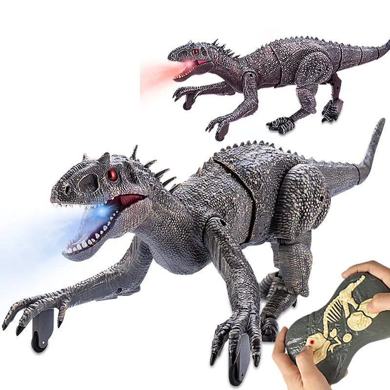 Rc恐竜のおもちゃインテリジェント電気シミュレーション3d目リモコン恐竜リアルなウォーキング轟音スイングスプレージュラシック