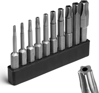 Lot de 10 embouts Torx de sécurité à 5 points TT8-TT45, 50 mm, en acier S2, magnétiques, avec queue hexagonale 1/4, pour visseuses et kits de perçage
