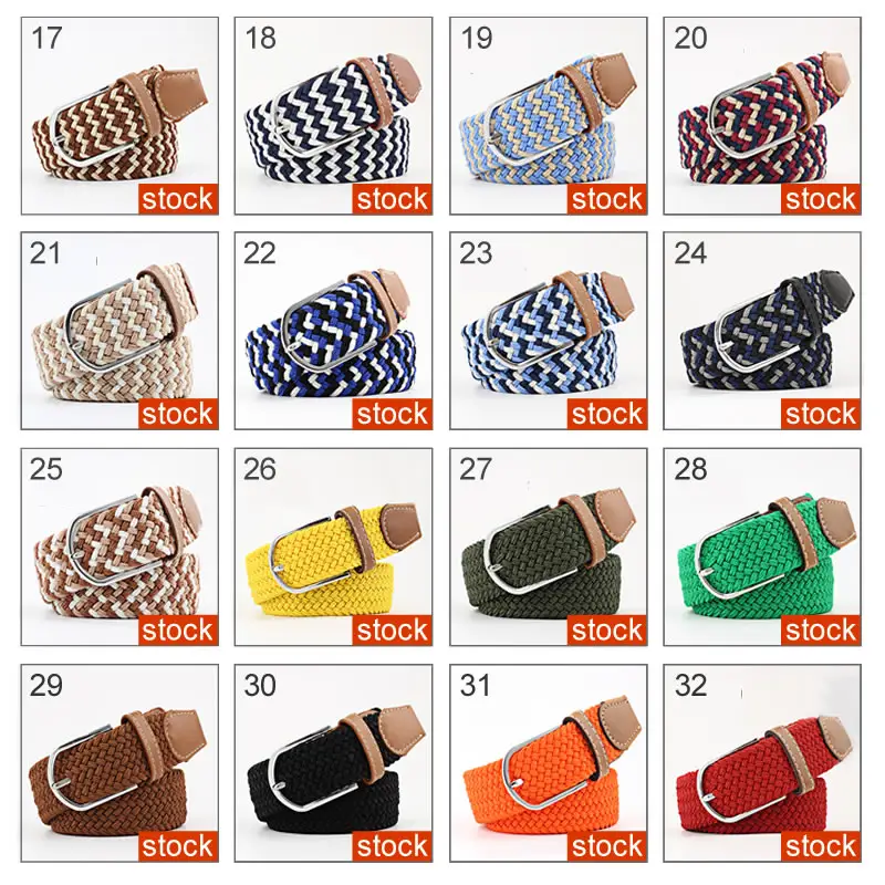 The Most Popular High Quality Custom Fabric Belt Casual Braided Elastic Canvas Mens Belts With Buckles Braided Belts