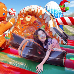 Parque infantil navideño con castillo inflable y tobogán para niños, parque de juegos inflable con temática de jengibre. - Product Image 3