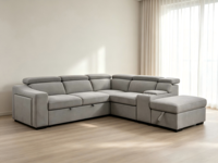 Canapé-lit de luxe multifonctionnel en forme de L de grande taille avec table basse, meubles de salon, ottoman de rangement, appui-tête réglable
