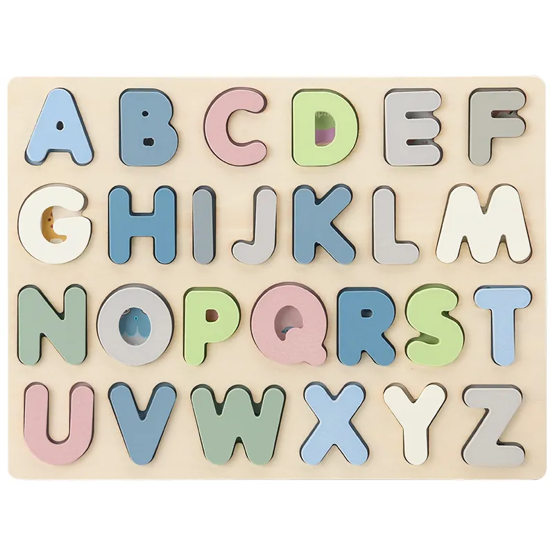 New Capital Letter Kids Educational Toy Baby Alphabet Number Wooden Chunky Puzzle