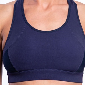 Women's Navy Blue Sports Bra High Neck Support Yoga Workout Fitness <b>Top</b> - Product Image 4